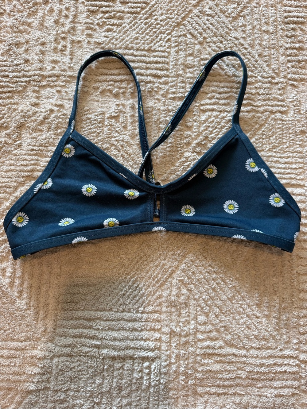 JOLYN Bennett 2 Daisy Floral Bikini Swim Top Size Small Blue Cross Back